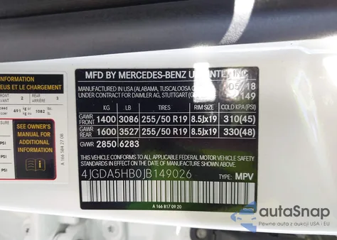 2018 Mercedes-Benz Gle 350 4Matic z USA, uszkodzony, nr VIN 4JGDA5HB0JB149026